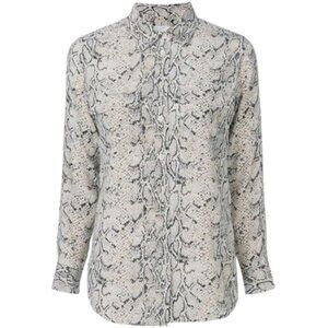 Womens Size Large Equipment Femme Slim Signature Silk Shirt in Snakeskin Print